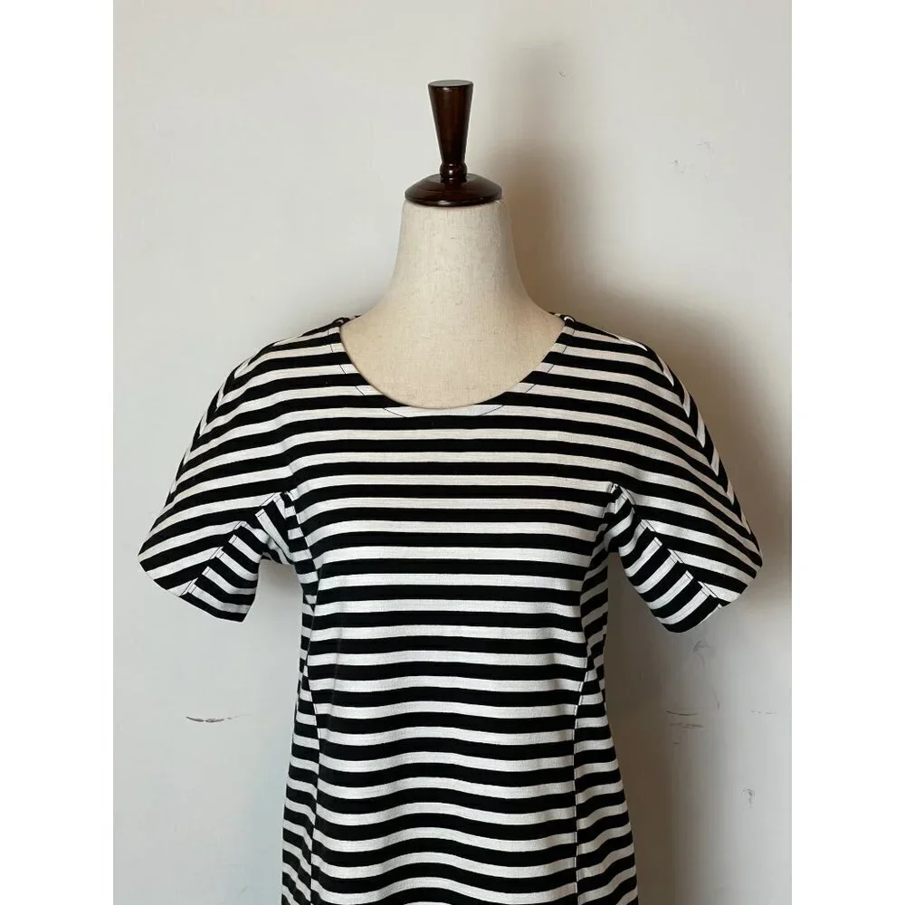 J. Crew‎ Black and White Striped Short Sleeve Crewneck Mini Dress Size XS